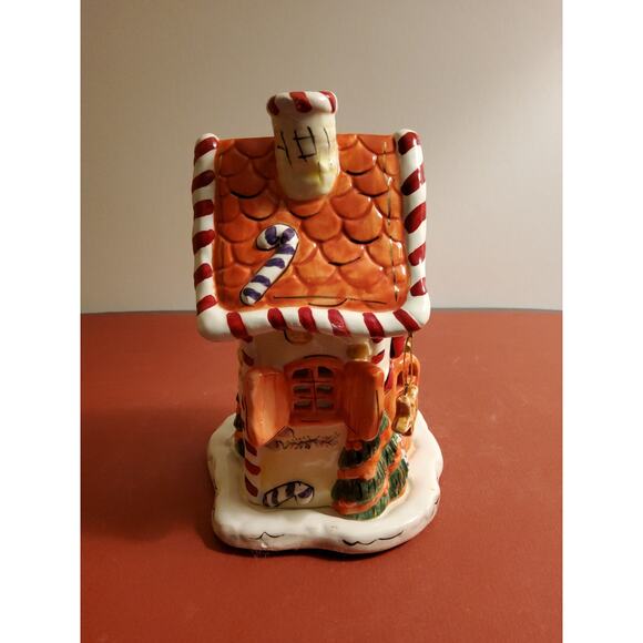Gingerbread House Ceramic Tealight Holder- 7" Tall - Picture 3 of 5